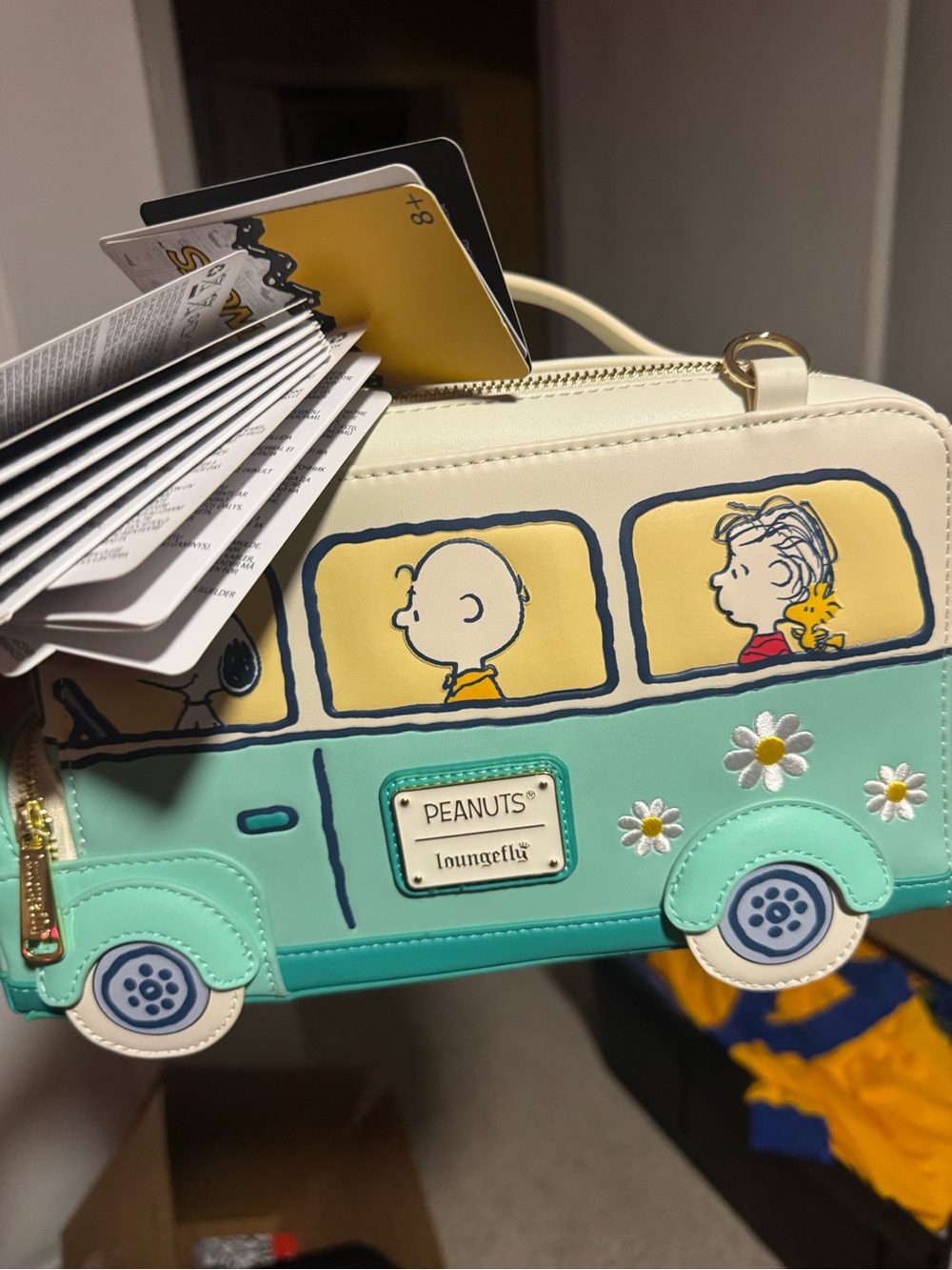 Loungefly Mint & Cream Peanuts Bus Crossbody Bag